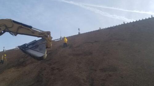 Agricultural emergency. Over 30 almond shell piles on fire. Each pile was valued at $200,000 -500,000