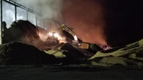 There was an ignition in this almond shell pile and had our resources remove heat source before losing entire pile