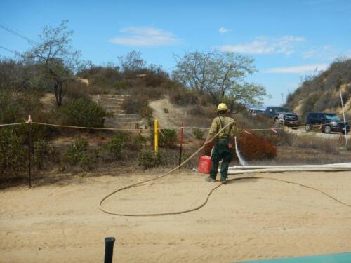 Fire watch during gas and oil pipeline repair.